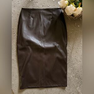 Brown faux Leather Skirt